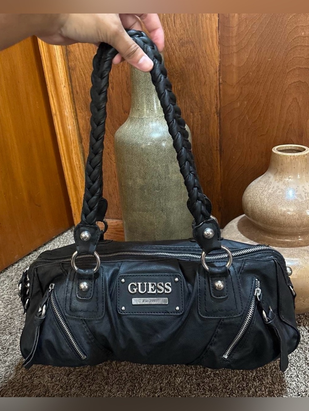 Vintage Guess black  Braided Handle